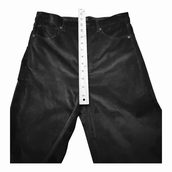 Women's EXPRESS Black Super High Rise Straight Leg Crop Velvet Pants Size 8 - Picture 7 of 8